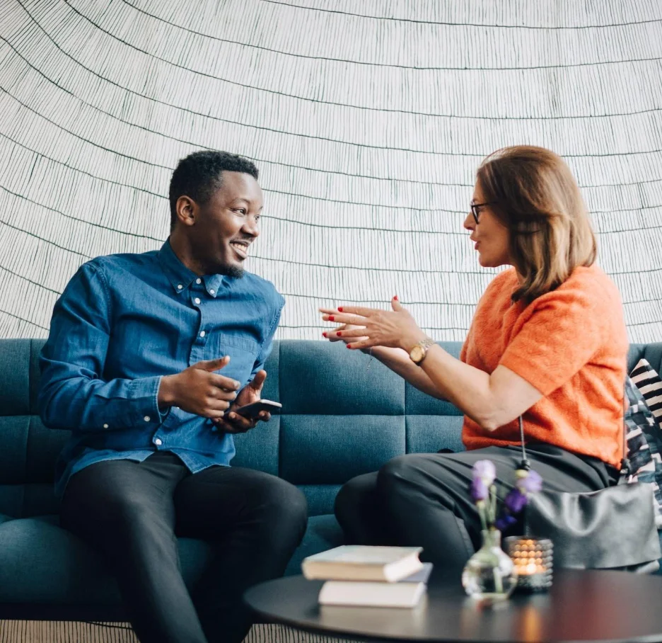 A founder in a reflective one-on-one moment