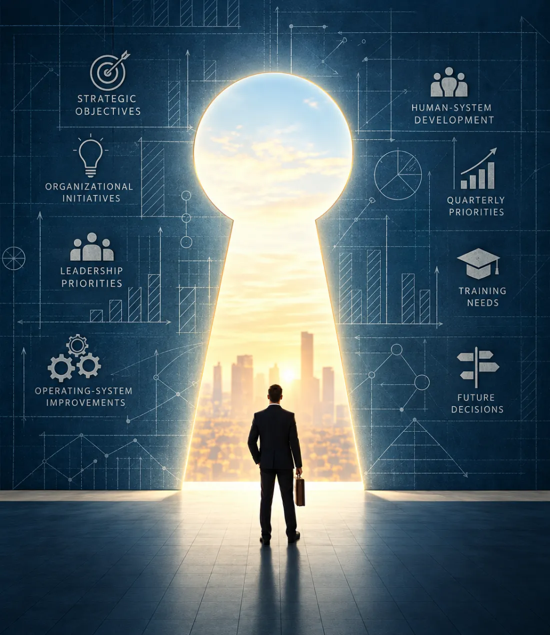 A focused working session — leadership at a table